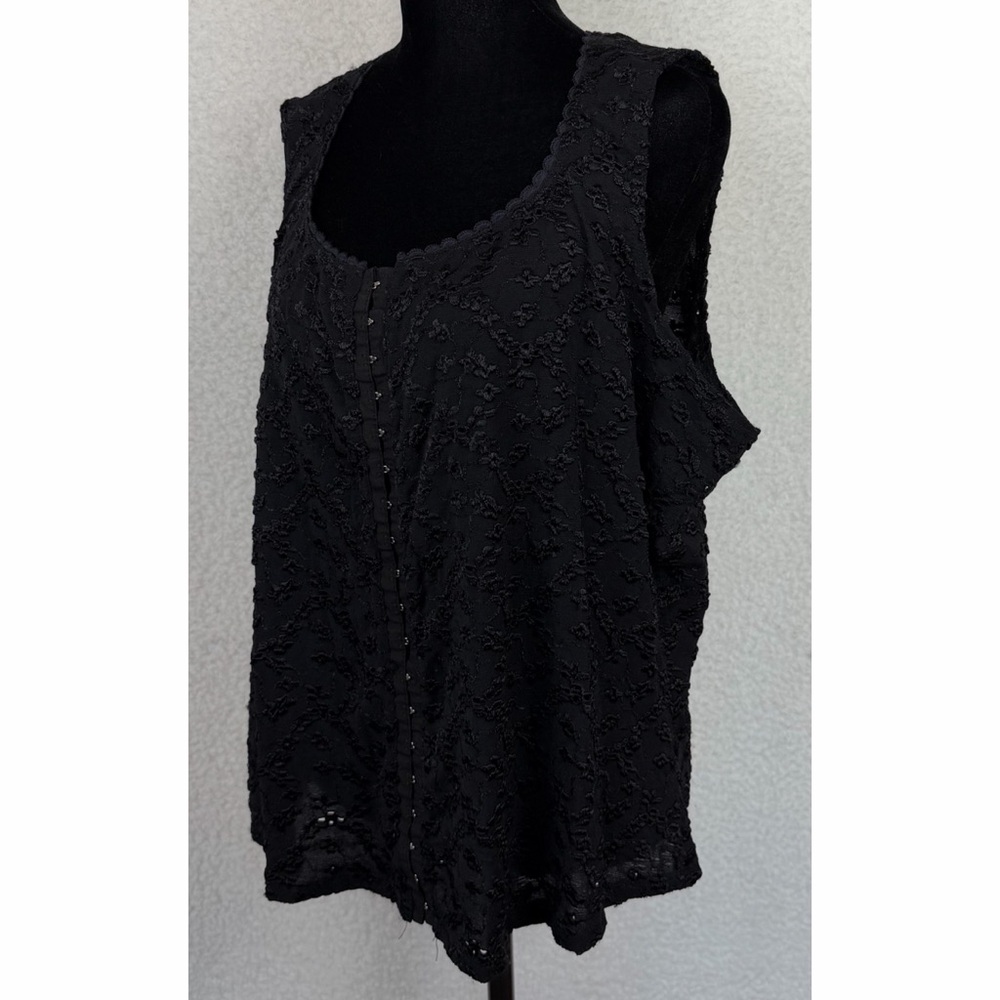VENEZIA JEANS • Black Floral Embroidered Hook-Eye Corset-Style Tank Top, 26/28 - Picture 4 of 11